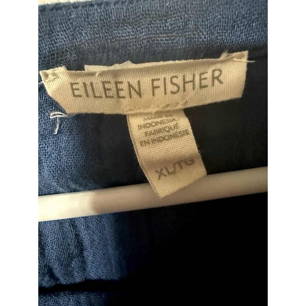 Eileen Fisher Women’s Blue Round Neck Short Sleeve Organic Cotton Blouse XL - Picture 2 of 5